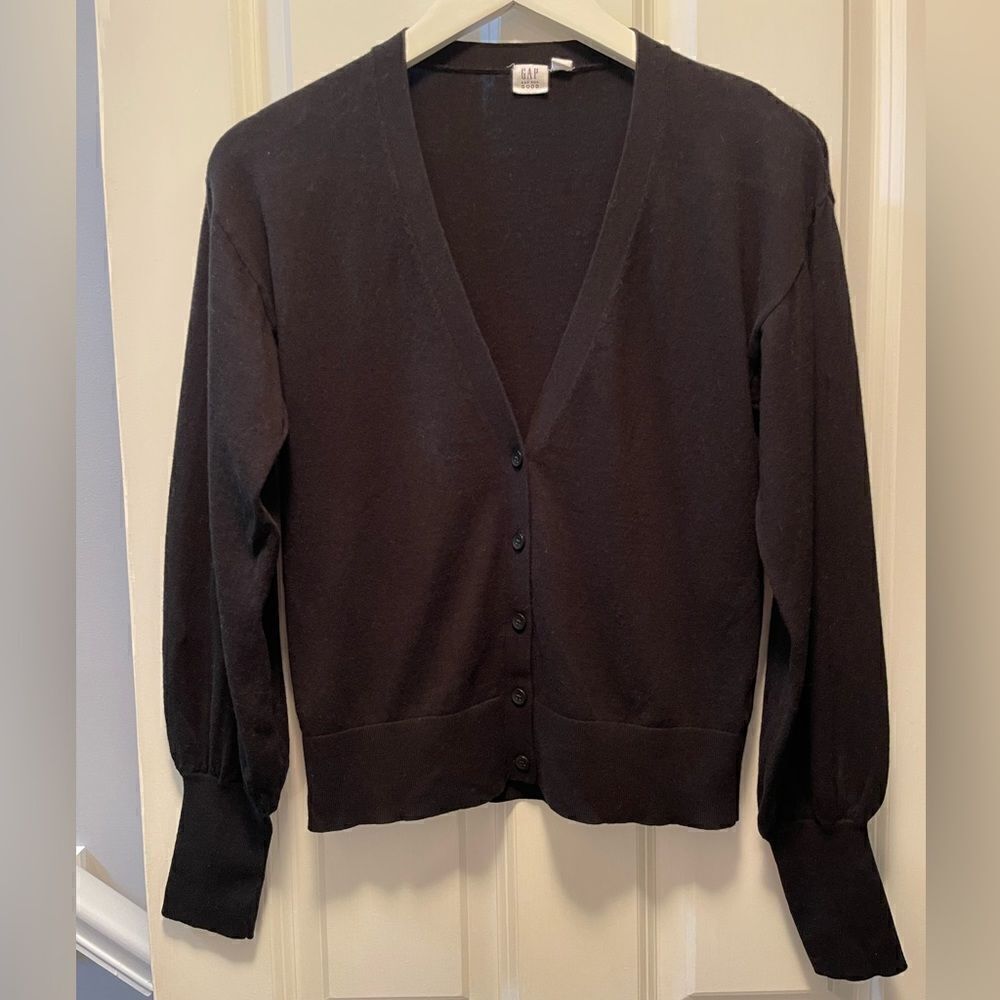 Gap Black V-Neck Button Down Lightweight Sweater … - image 1